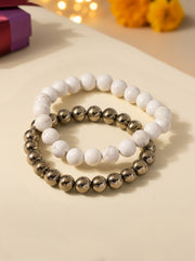 Riverstone And Pyrite Bracelet Set