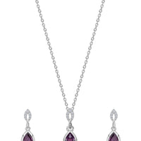 Amethyst CZ Silver Drop Jewellery Set for Women