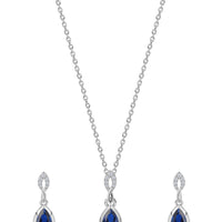 Sapphire CZ Silver Drop Jewellery Set for Women