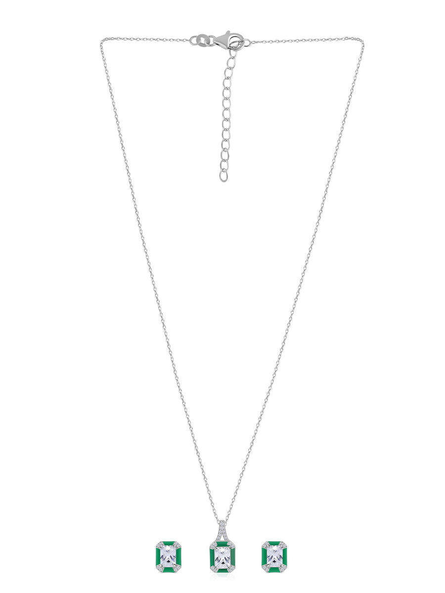 Green Enamel Jewellery Set For Women