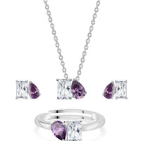 Togetherness Toi Et Moi Amethyst CZ Silver Set for Women