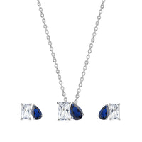 Togetherness Toi Et Moi Sapphire CZ Silver Set for Women