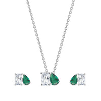 Togetherness Toi Et Moi Emerald CZ Silver Set for Women