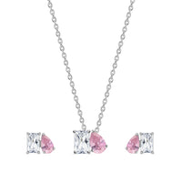 Togetherness Toi Et Moi Pink CZ Silver Set