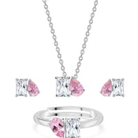 Togetherness Toi Et Moi Pink CZ Silver Set