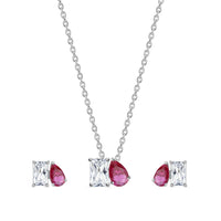 Togetherness Toi Et Moi Ruby CZ Silver Set for Women