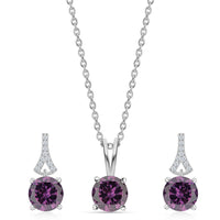 Amethyst CZ Silver Solitaire Jewellery Set for Women