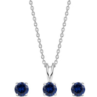 Blue Sapphire CZ Solitaire Set For Women