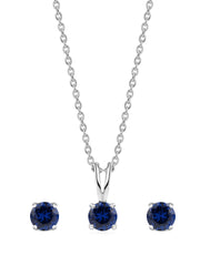 Blue Sapphire Solitaire Set For Women