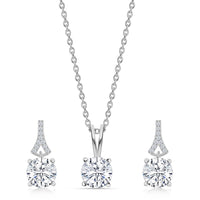 Diamond Look Silver Solitaire Set for Women