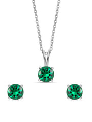 Emerald Pendant And Stud Earrings Set