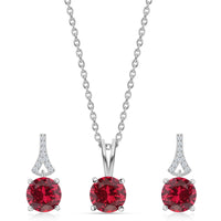 Ruby CZ Silver Solitaire Jewellery Set for Women