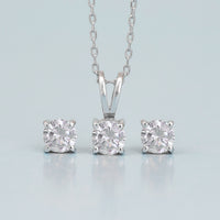 Daily Wear Solitaire Necklace with Silver Earrings for Women