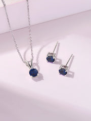 1 Carat Blue Sapphire Solitaire Set