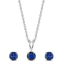 1 Carat Blue Sapphire CZ Silver Solitaire Set for Women