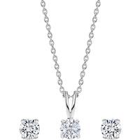 1 Carat Diamond Look Silver Solitaire Set for Women