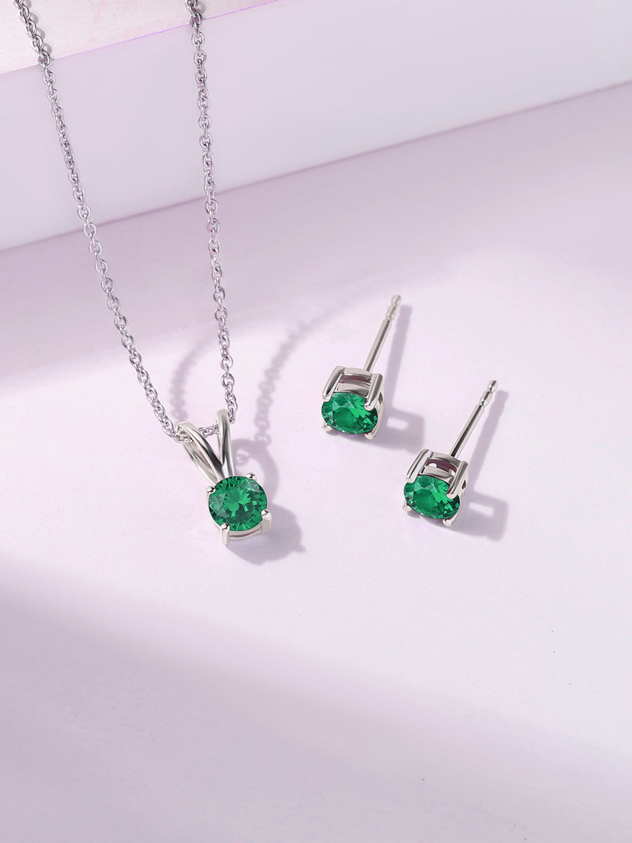 1 Carat Green Solitaire Set