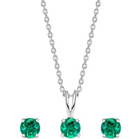1 Carat Green CZ Silver Solitaire Set for Women