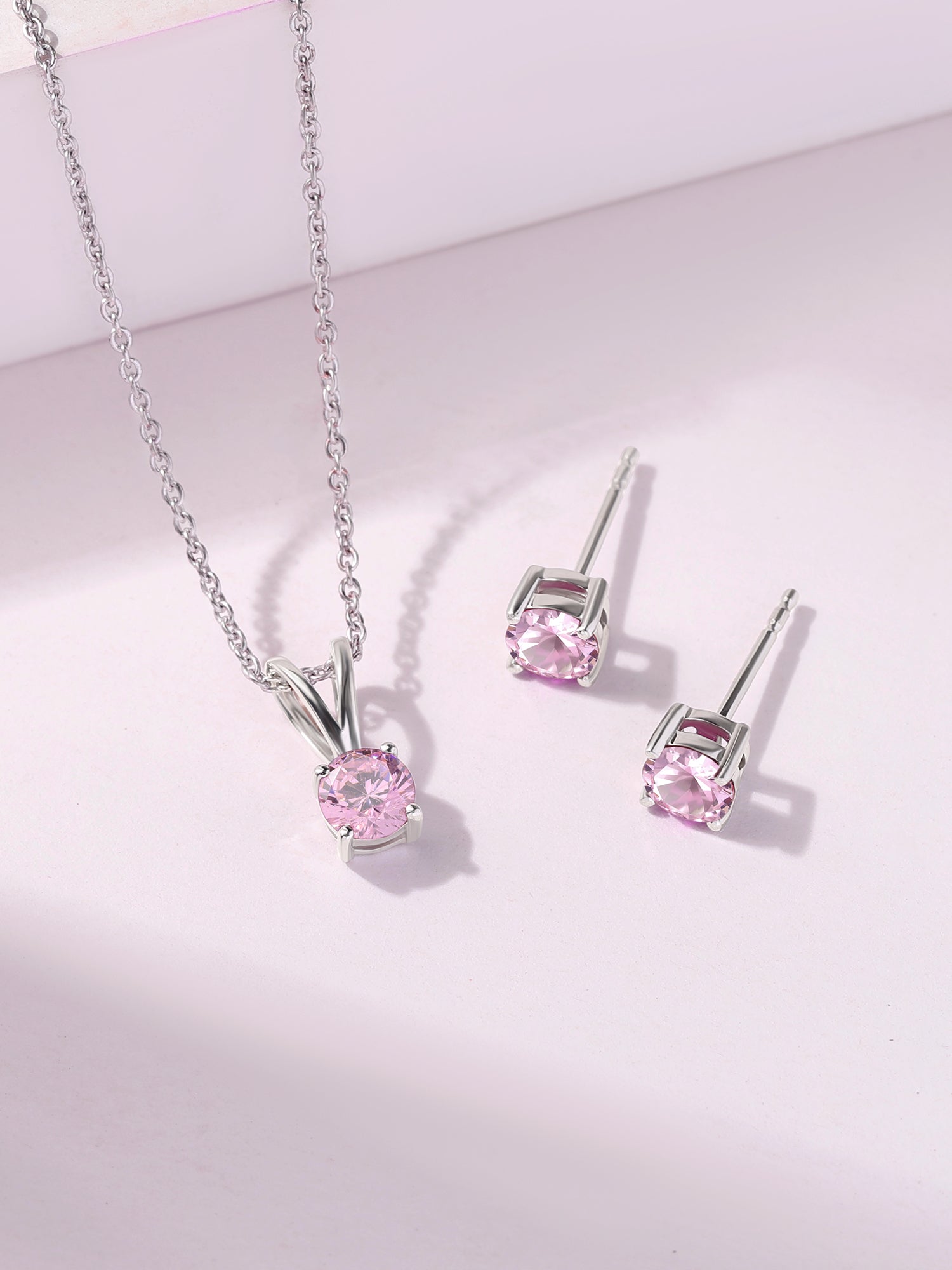 1 Carat Pink Solitaire Set