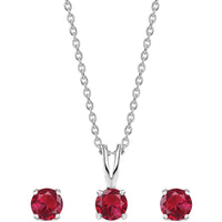 1 Carat Ruby CZ Silver Solitaire Set for Women