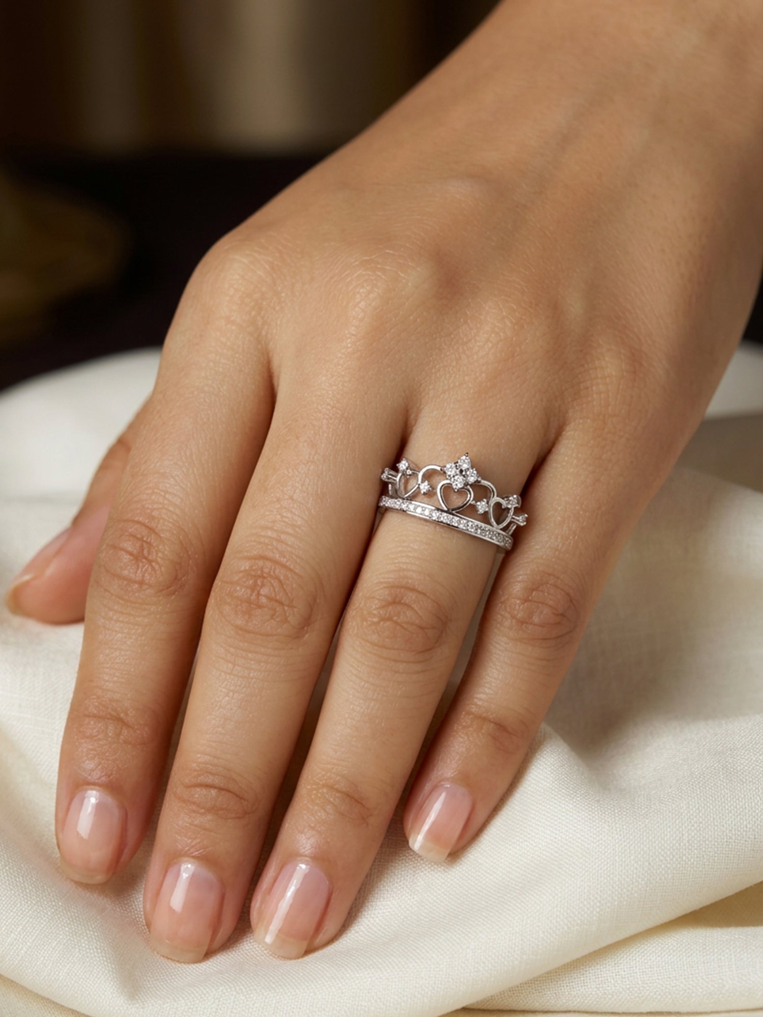 925 Silver Tiara Crown Ring