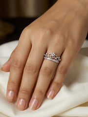 Princess Crown American Diamond Silver Ring
