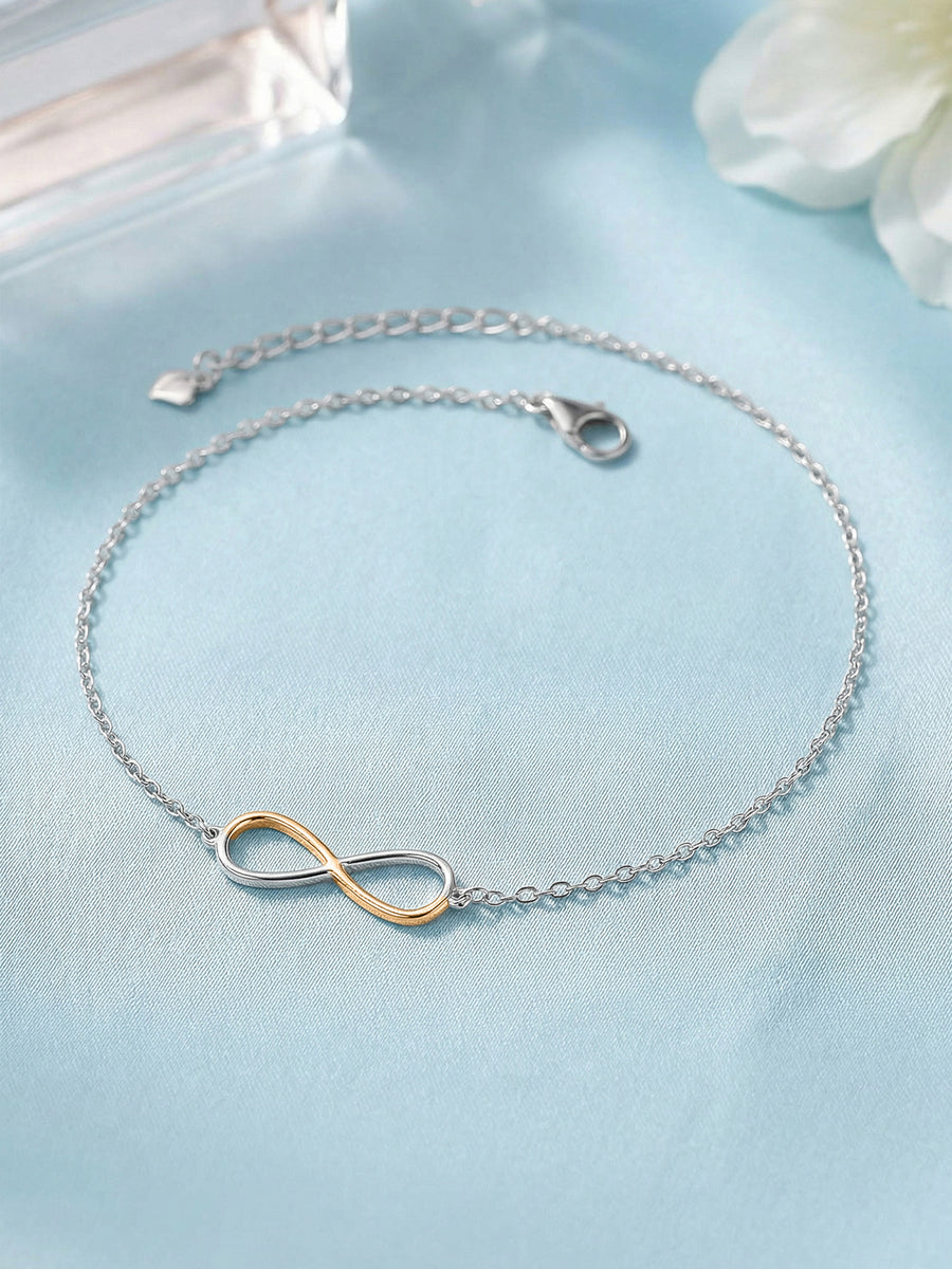 Infinity Two Tone Silver Anklet for Everyday Elegance