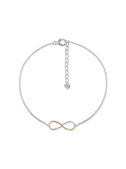 Infinity Two Tone Silver Anklet for Everyday Elegance