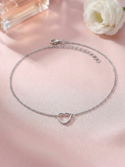 Love Filled Heart Silver Anklet