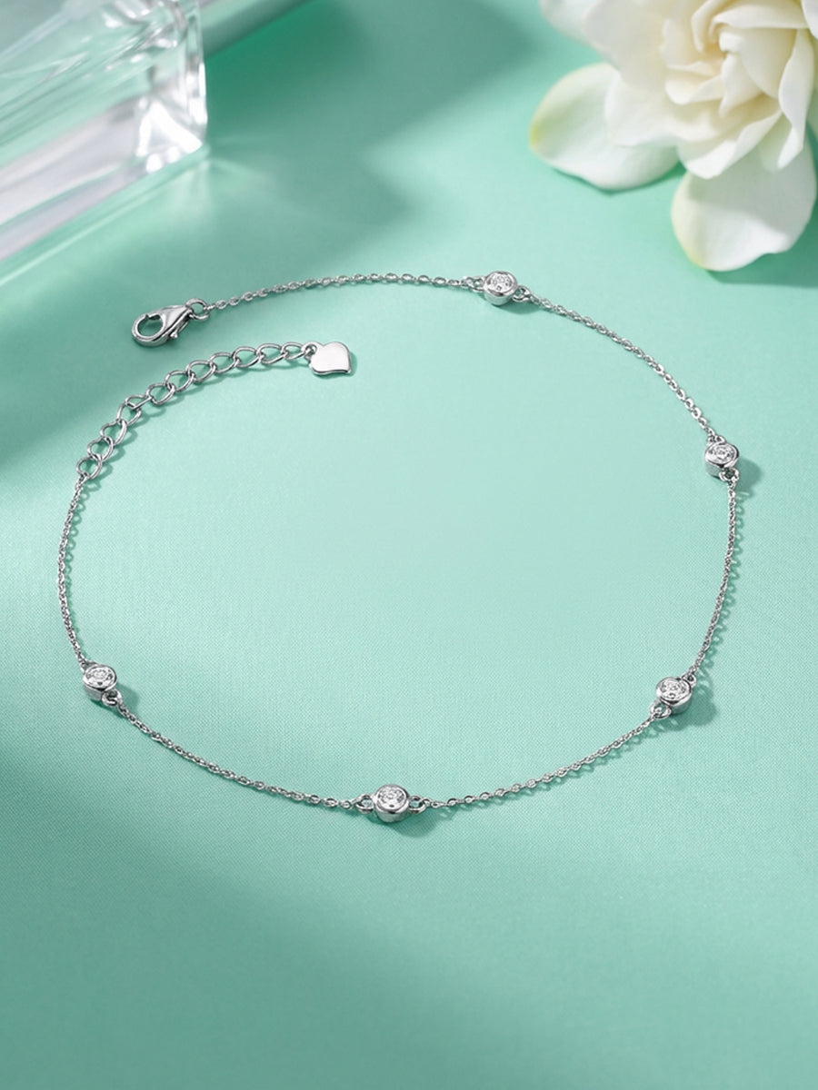 Solitaire Anklet For Women In Pure 925 Silver