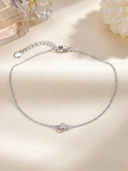 Single Solitaire Pure Silver Anklet For Women