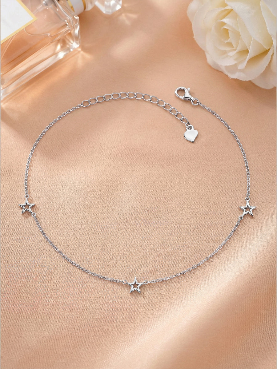 Star Design Pure 925 Silver Anklet For Women