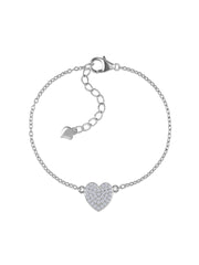 Sparkles Heart Design Silver Bracelet