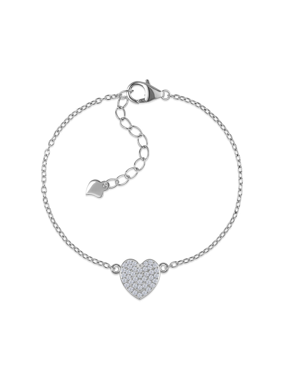 Sparkles Heart Design Silver Bracelet