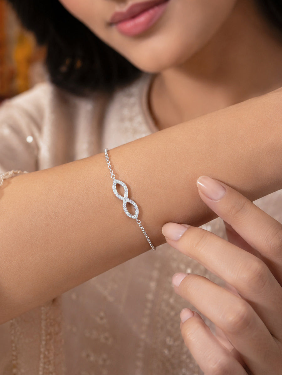 Infinity Spark American Diamond Silver Bracelet