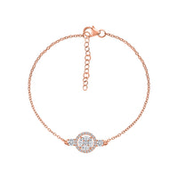 Rose Gold Plated Halo Design Cluster Bracelet for Women