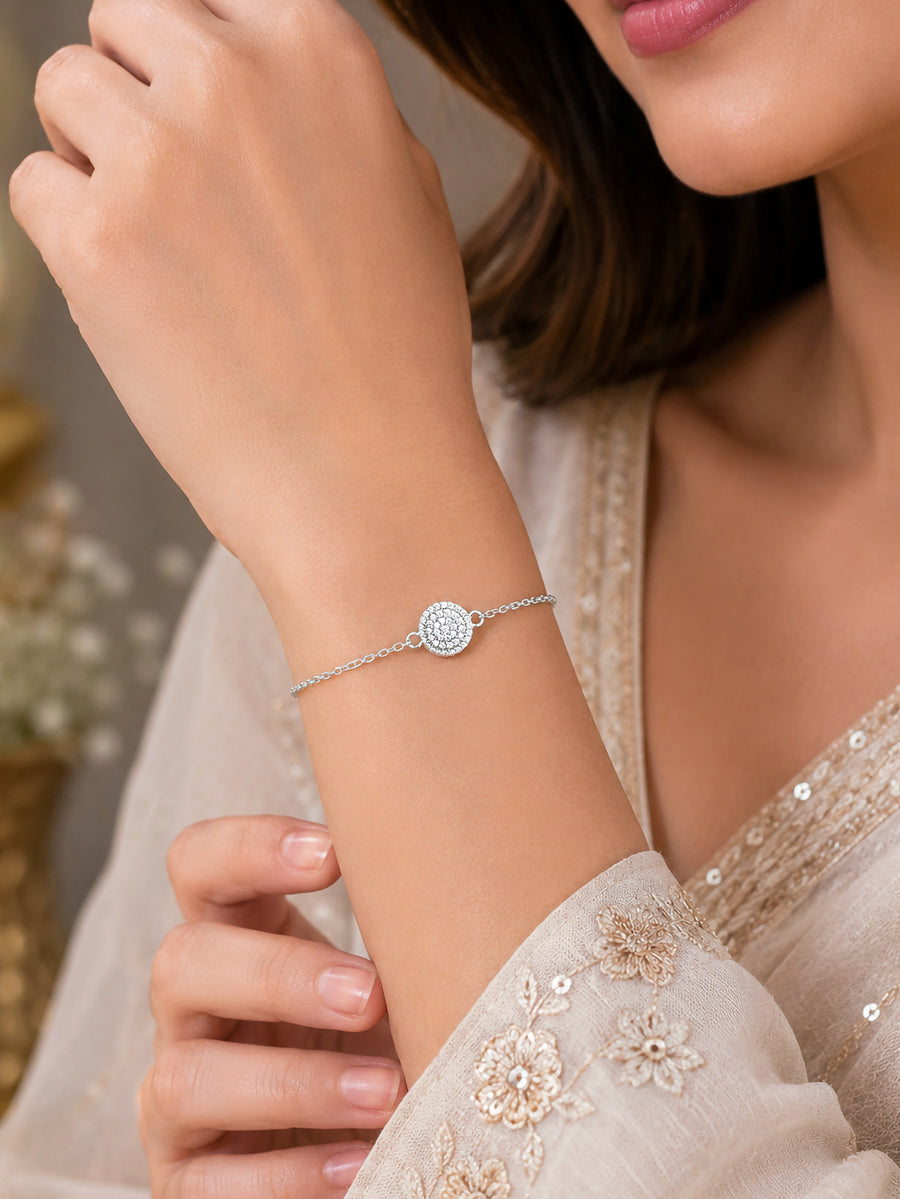 Forever Shine American Diamond Silver Bracelet For Women in 925 Silver