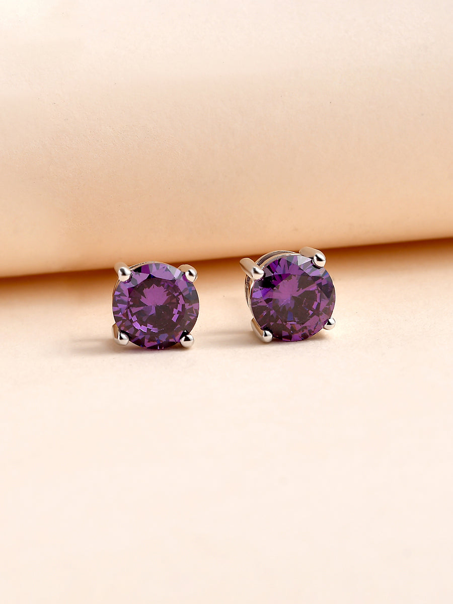 2 Carat Amethyst Studs Earrings For Women