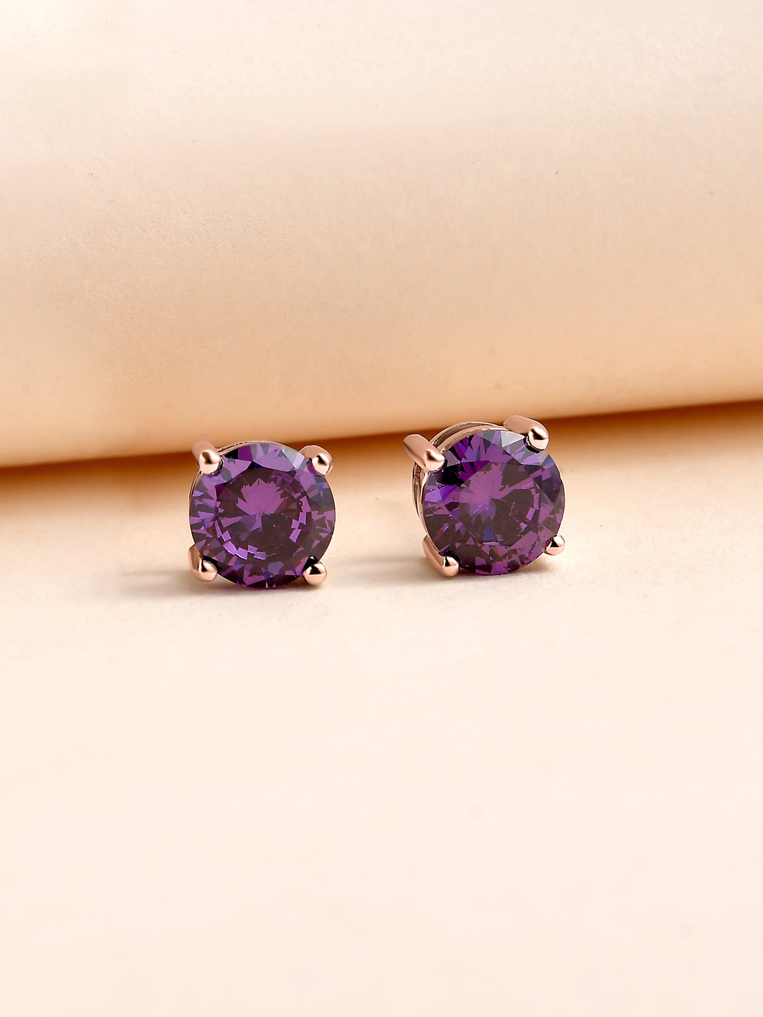 2 Carat Rose Gold Amethyst Studs Earrings For Women