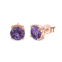 2 Carat Rose Gold Amethyst CZ Studs Earrings For Women
