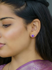 2 Carat Amethyst Studs Earrings For Women