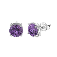 2 Carat Amethyst CZ Silver Stud Earrings for Women