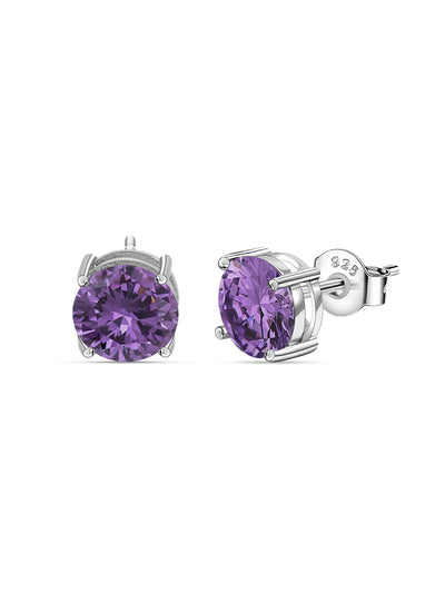 2 Carat Amethyst CZ Silver Stud Earrings for Women