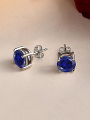 2 Carat Blue Sapphire Stud Earrings