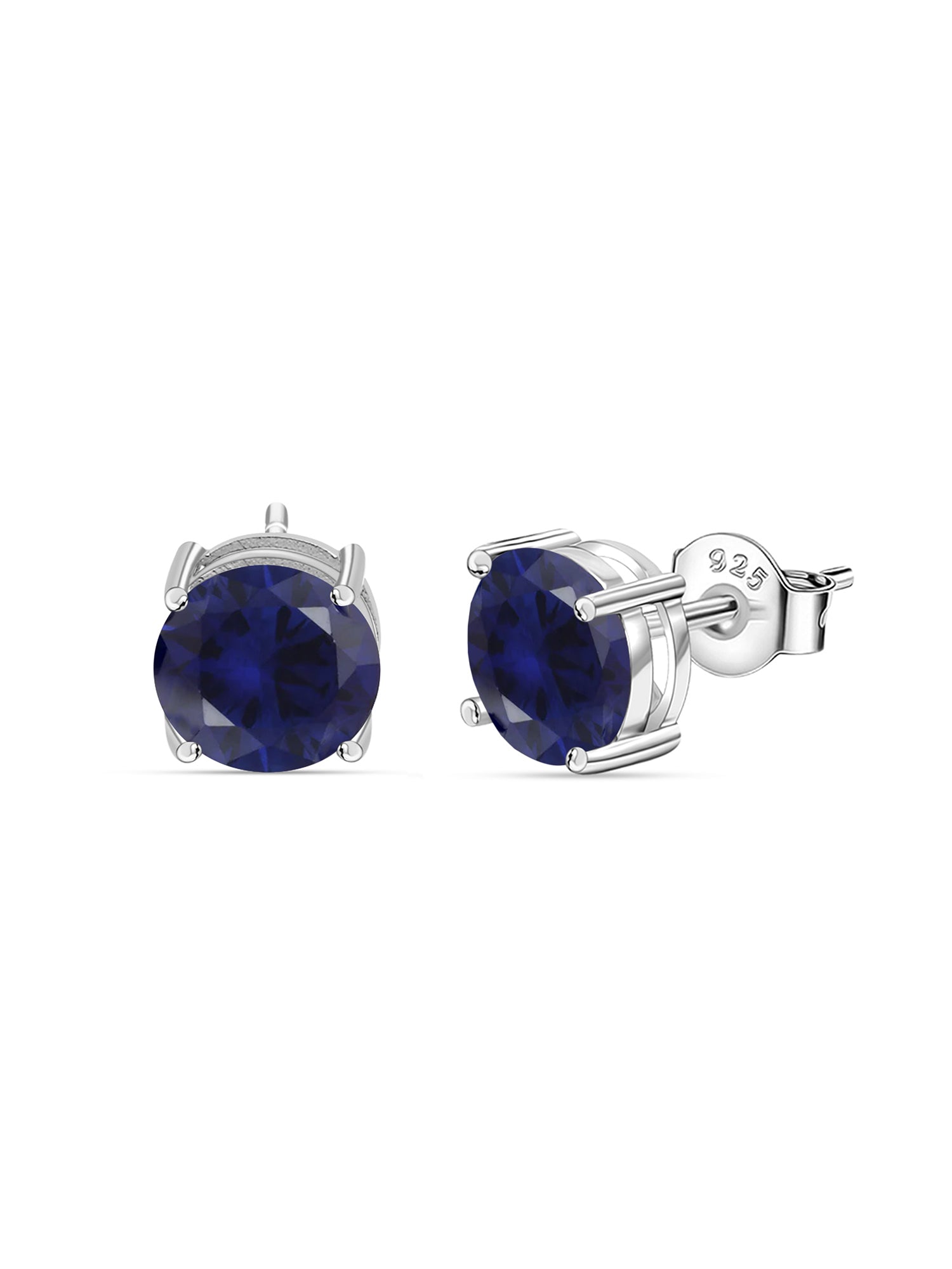 2 Carat Blue Sapphire CZ Stud Earrings