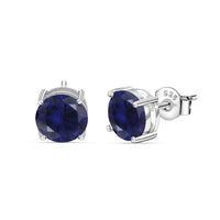 2 Carat Blue Sapphire CZ Silver Stud Earrings for Women