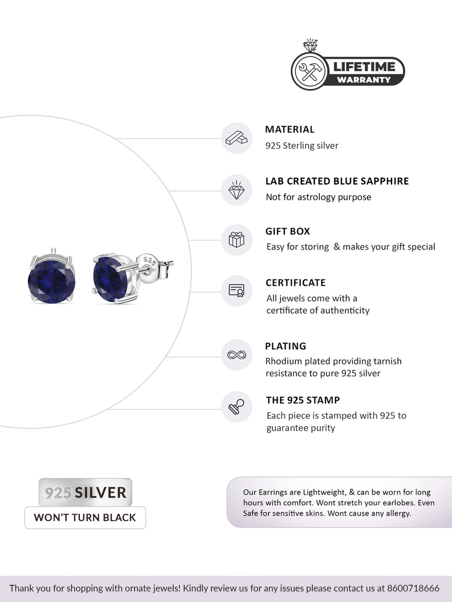 2 Carat Blue Sapphire Stud Earrings