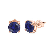 2 Carat Rose Gold Blue Sapphire CZ Stud Earrings