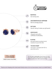 2 Carat Rose Gold Blue Sapphire Stud Earrings