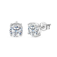 3 Carat Solitaire Silver Stud Earrings for Women